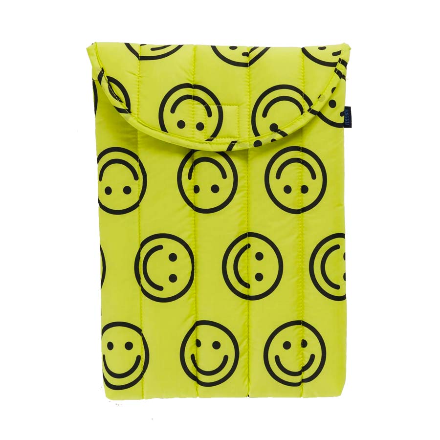 Baggu-housse-ordinateur-jaune-yellow-happy-smileys-sourire-moelleux-puffy-13-14-pouces-mac-Atelier-Kumo