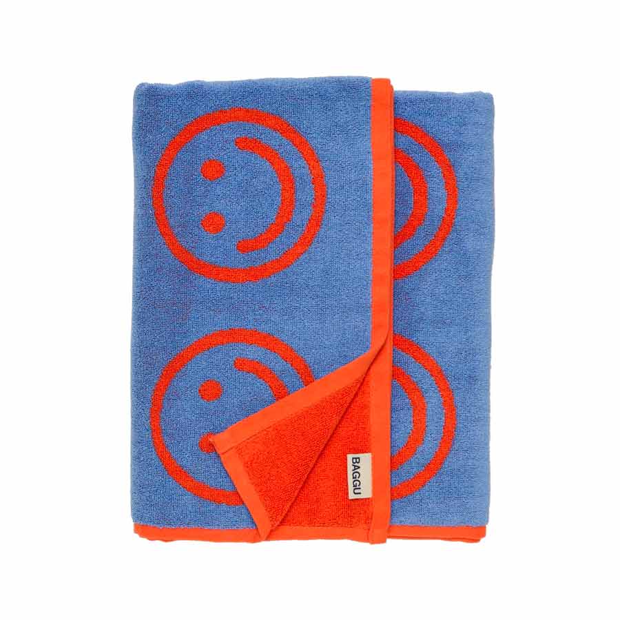 Baggu-serviette-de-bain-warm-red-happy-bleu-orange-smileys-lavable-en-machine-Atelier-Kumo