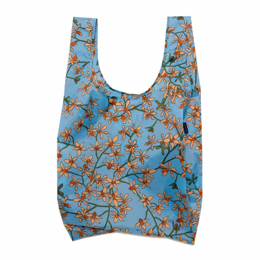 Baggu-tote-bag-grand-bleu-fleurs-orchid-pliable-reutilisable-Atelier-Kumo