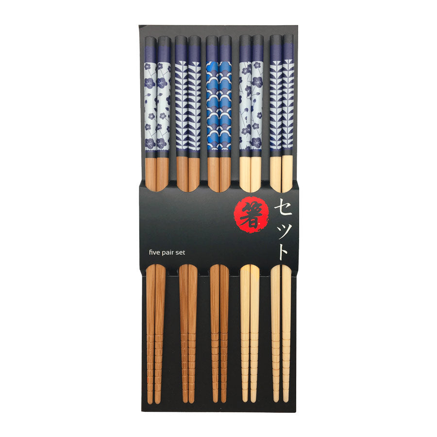 Emro-Aziatica-set-de-baguettes-en-bois-motif-mix-bleu-japon-Atelier-Kumo