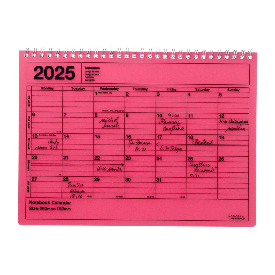 Marks-Europe-calendrier-2025-spirale-taille-m-rose-Atelier-Kumo