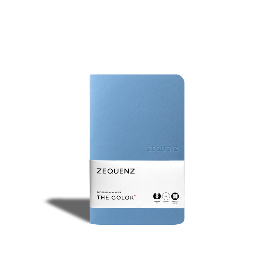 Zequenz-carnet-note-professionnelle-the-color-bleu-clair-fait-main-flexible-souple-marque-page-magnetique-inclus-papeterie-Atelier-Kumo