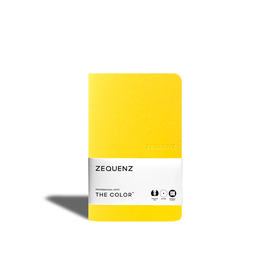 Zequenz-carnet-note-professionnelle-the-color-jaune-moutarde-fait-main-flexible-souple-marque-page-magnetique-inclus-bureau-Atelier-Kumo