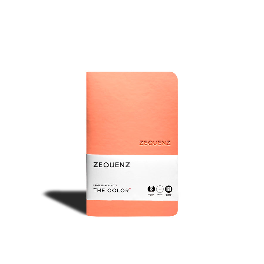 Zequenz-carnet-note-professionnelle-the-color-rose-peche-fait-main-flexible-souple-marque-page-magnetique-inclus-Atelier-Kumo