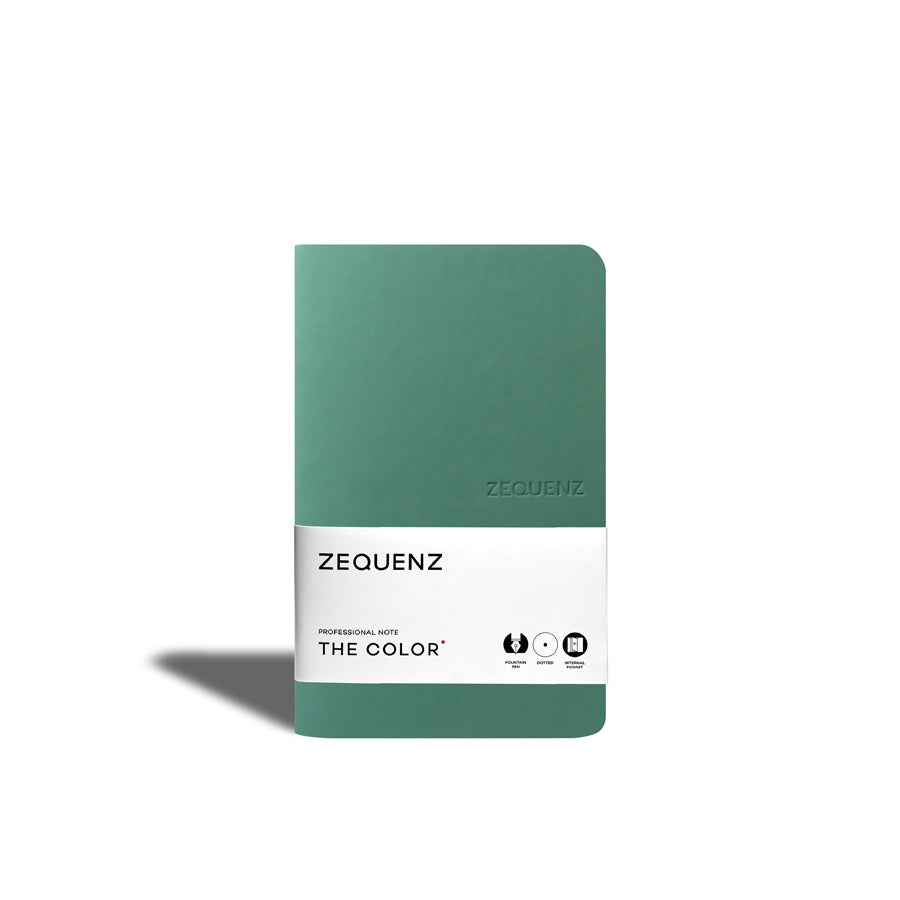 Zequenz-carnet-note-professionnelle-the-color-vert-jade-fait-main-flexible-souple-marque-page-magnetique-inclus-Atelier-Kumo