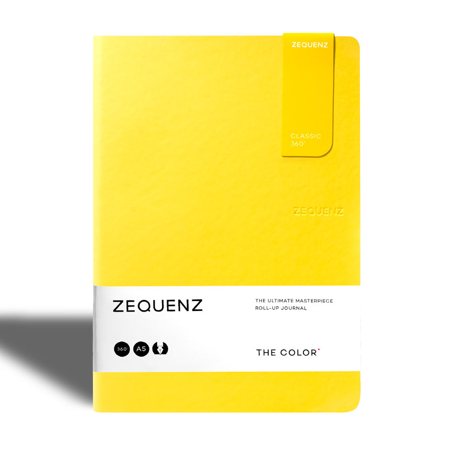 Zequenz-carnet-the-color-jaune-moutarde-A5-fait-main-flexible-souple-marque-page-magnetique-inclus-Atelier-Kumo