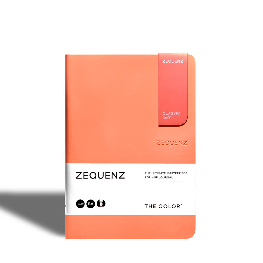 Zequenz-carnet-the-color-rose-peche-B6-fait-main-flexible-souple-marque-page-magnetique-inclus-note-Atelier-Kumo