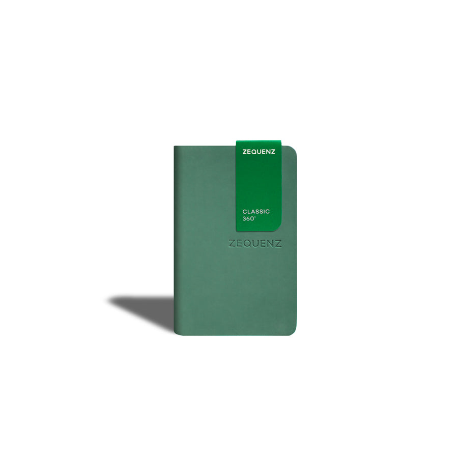 Zequenz-carnet-the-color-vert-jade-A7-fait-main-flexible-souple-marque-page-magnetique-inclus-Atelier-Kumo