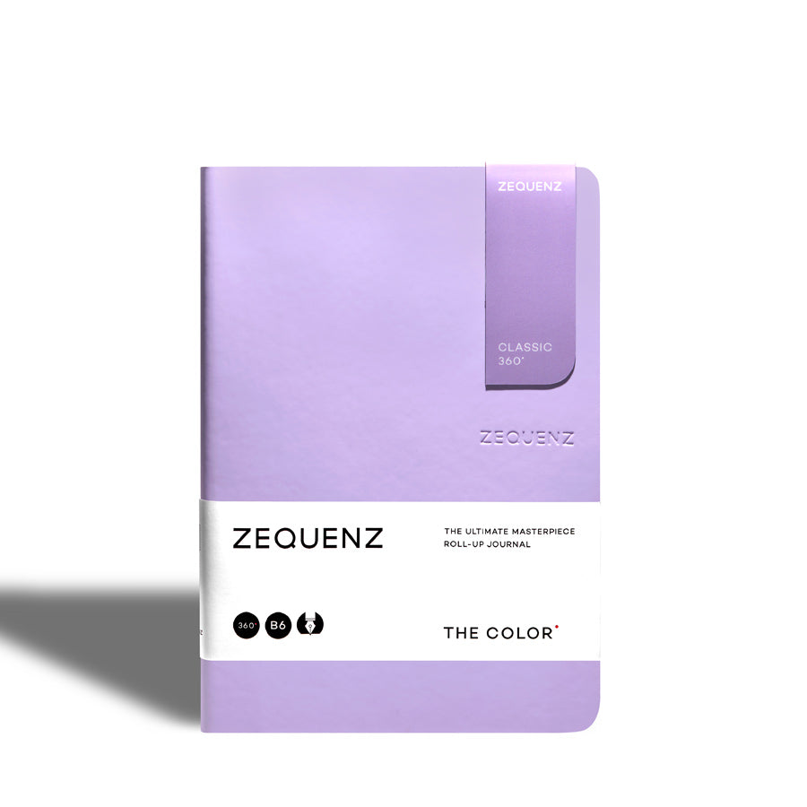 Zequenz-carnet-the-color-violet-lavande-B6-fait-main-flexible-souple-marque-page-magnetique-inclus-Atelier-Kumo